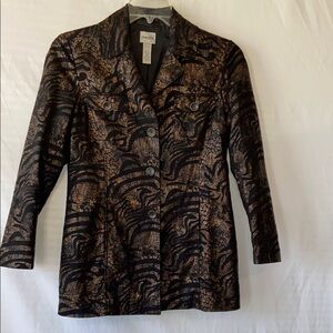 💕💕 Chico's Black and Brown Blazer with Notched Lapels